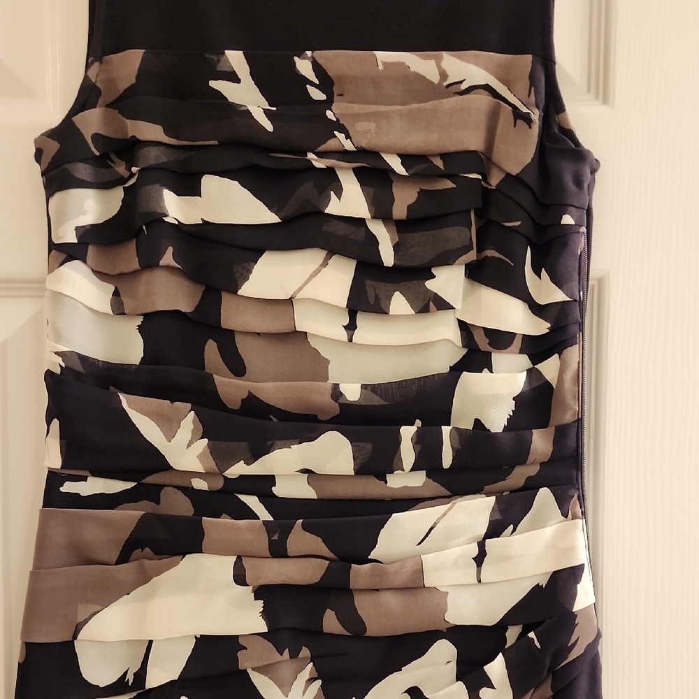 Dkny Abstract Camo Patterned Layered Chiffon Dress - image 3